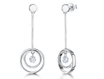 Load image into Gallery viewer, Sterling Silver Circle Solitaire Drop Earrings - JOOLS By Jenny Brown

