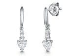 Load image into Gallery viewer, Sterling Silver Solitaire Heart Drop Earrings
