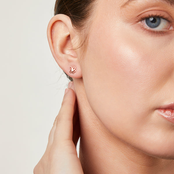 Rose Gold Vermeil  Flower Stud Earring