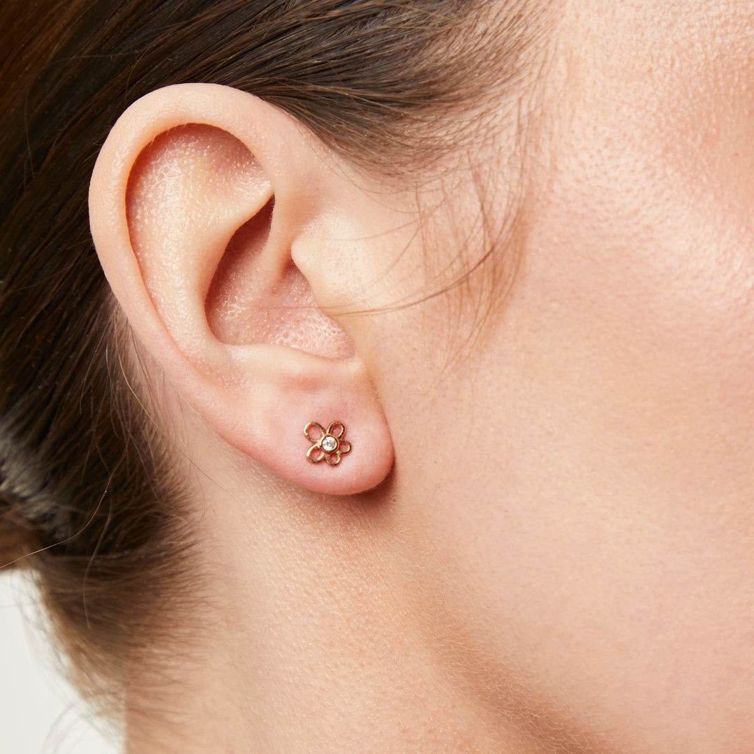 Rose Gold Vermeil  Flower Stud Earring