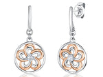 Load image into Gallery viewer, Sterling Silver Rose Gold Flower Drop Earrings
