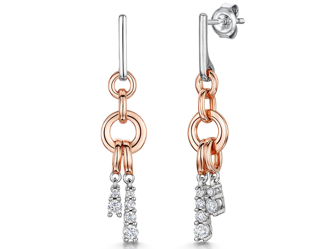 Sterling Silver and Rose Gold Dangle Drop Earrings - JOOLS By Jenny Brown