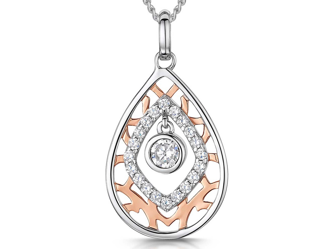 Rose Gold Evil Eye Centre Pendant-JOOLS By Jenny Brown