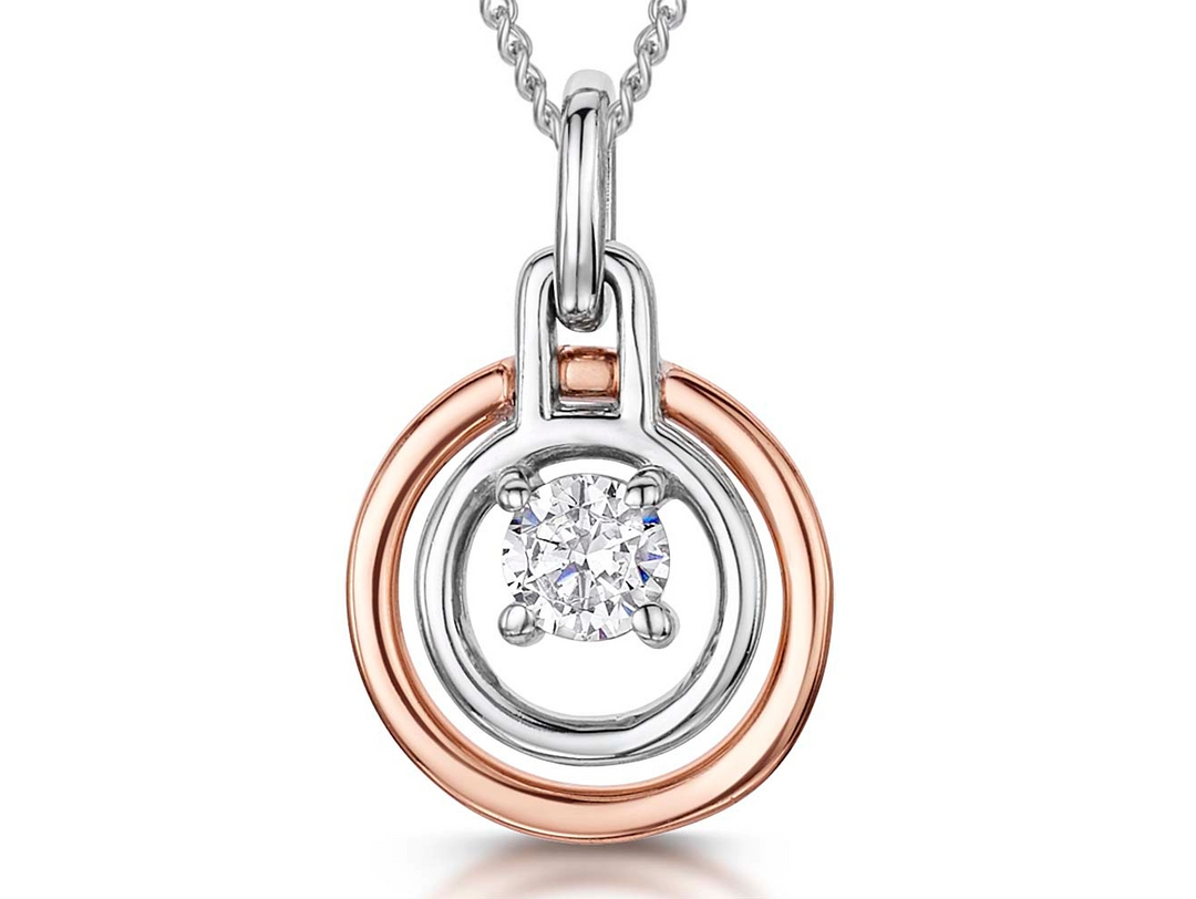 Rose Gold Circle Drop  Pendant With A Cubic Zirconia Centre - JOOLS By Jenny Brown