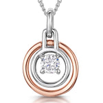 Load image into Gallery viewer, Rose Gold Circle Drop  Pendant With A Cubic Zirconia Centre - JOOLS By Jenny Brown
