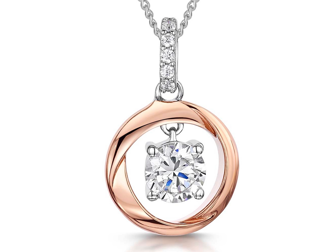 Rose Gold Suspended Zirconia Pendant - JOOLS By Jenny Brown