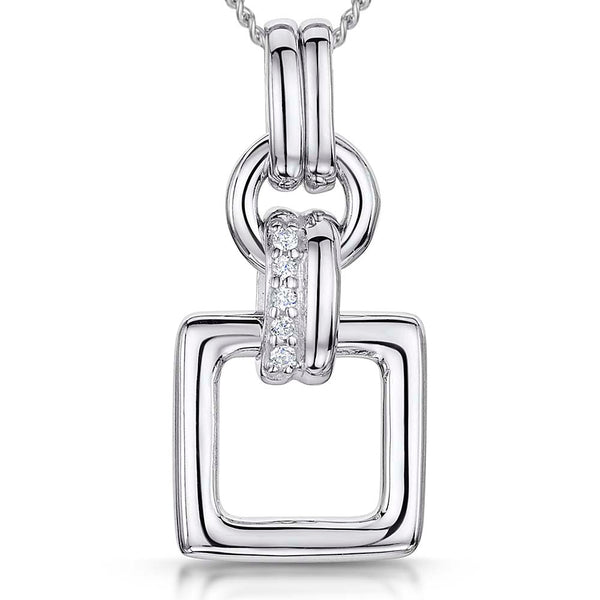 Sterling Silver Art Deco Open Square Pendant