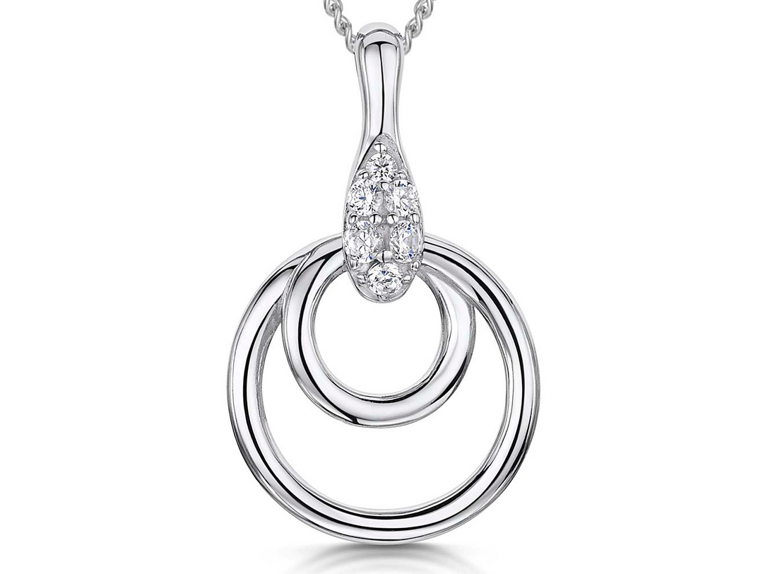 Sterling Silver Pendant Double Circle