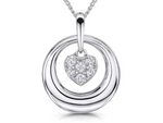 Load image into Gallery viewer, Sterling Silver Cubic Zirconia Suspended Heart Pendant
