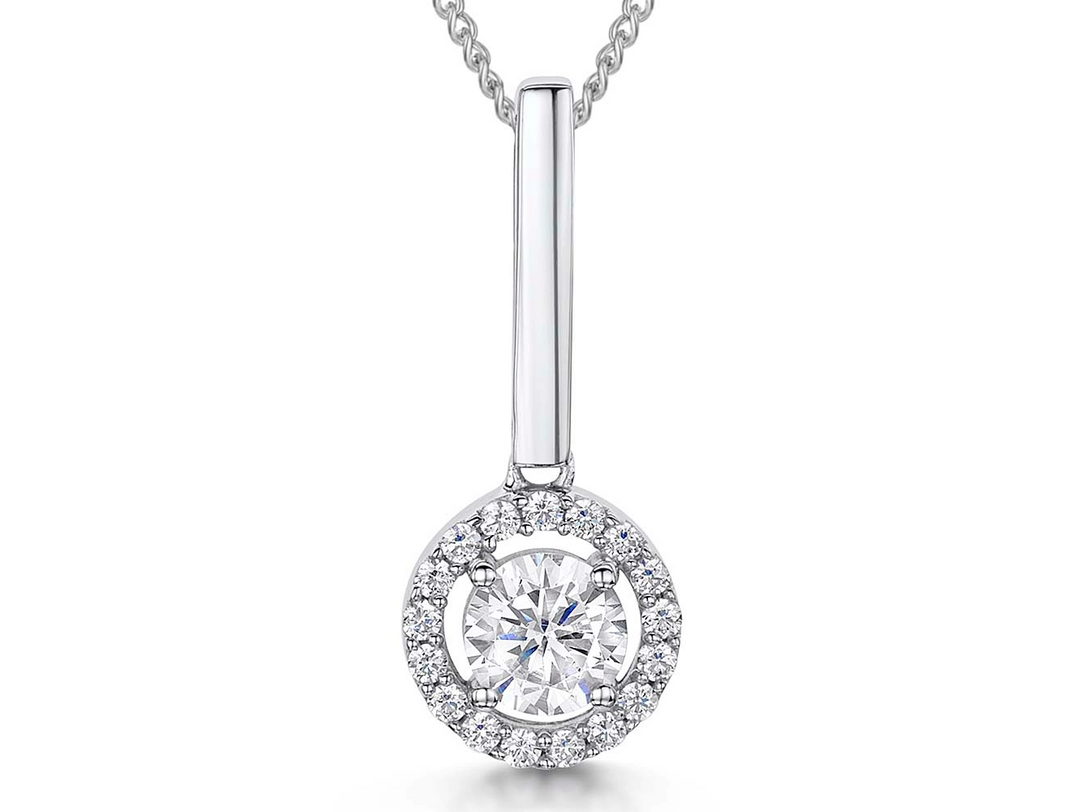 Sterling Silver Halo Pendant With Elongated Bale