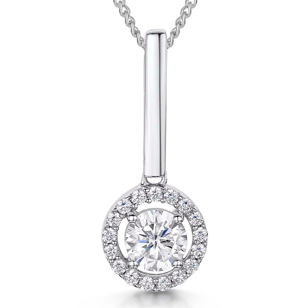 Sterling Silver Halo Pendant With Elongated Bale