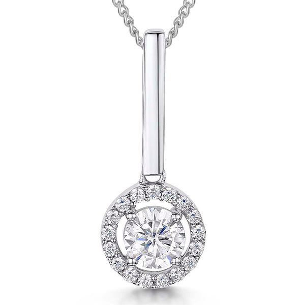 Sterling Silver Halo Pendant With Elongated Bale