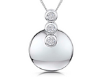 Load image into Gallery viewer, Sterling Silver Disc Pendant Set With Three Cubic Zirconia Stones
