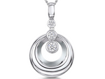 Load image into Gallery viewer, Sterling Silver Open Silver Circle Set With Three Cubic Zirconia Stones
