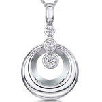 Load image into Gallery viewer, Sterling Silver Open Silver Circle Set With Three Cubic Zirconia Stones
