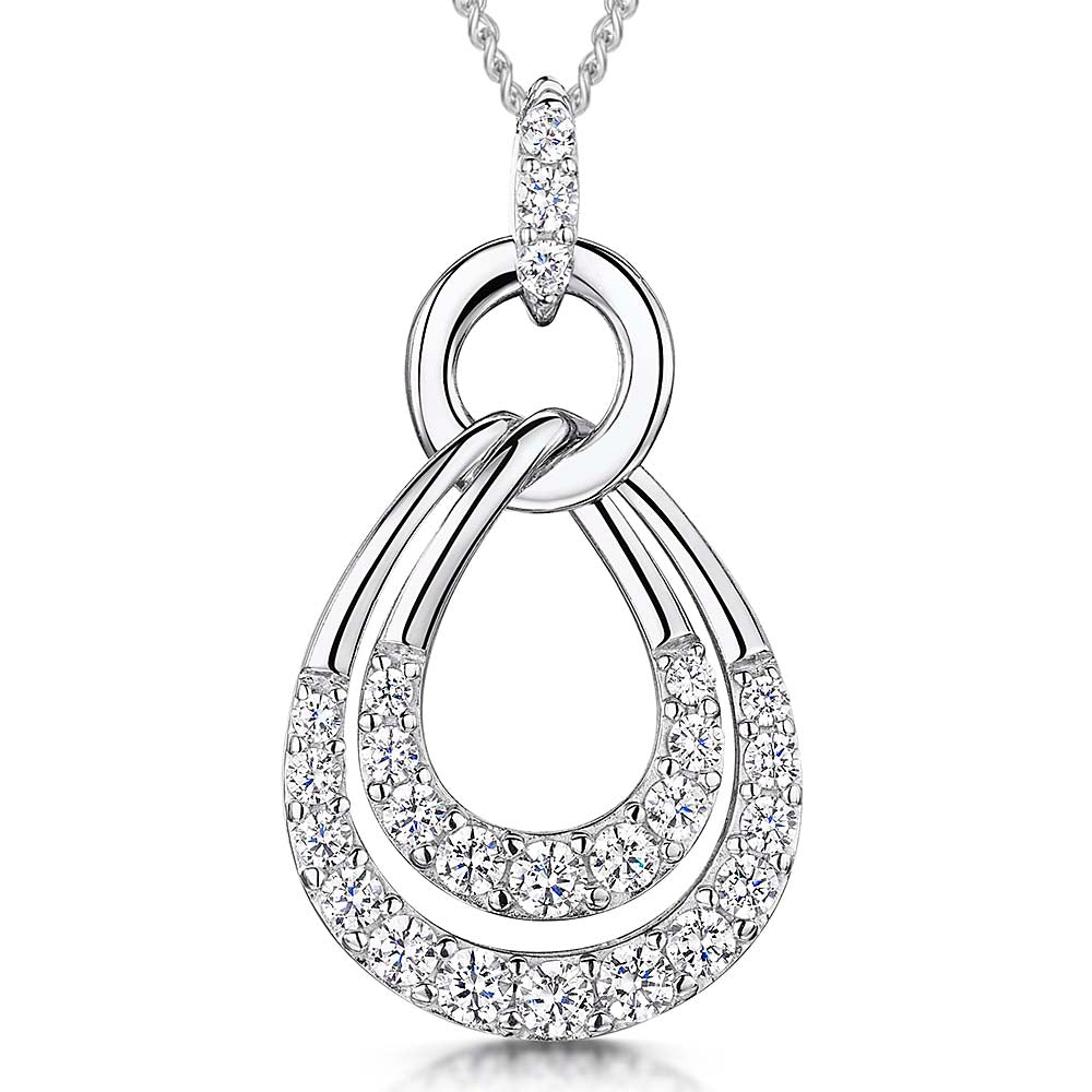 Double Pave Teardrop Pendant