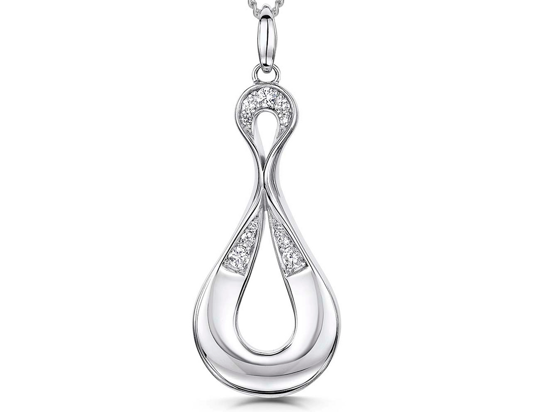 Sterling Silver Cubic Zirconia Double  Loop Pendant