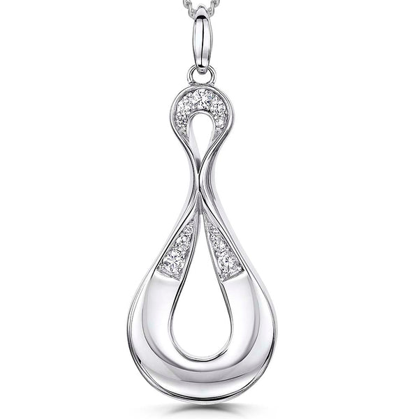 Sterling Silver Cubic Zirconia Double  Loop Pendant