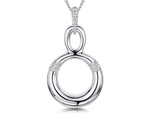 Load image into Gallery viewer, Sterling Silver Circle Pendant Set With Cubic Zirconia
