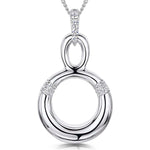 Load image into Gallery viewer, Sterling Silver Circle Pendant Set With Cubic Zirconia
