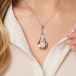 Load image into Gallery viewer, Rhodium finished sterling silver teardrop pendant with cubic zirconia in a center pave drop design,-JOOLS by Jenny Brown
