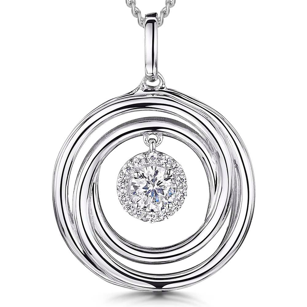 Circle Pendant With Halo CZ Centre