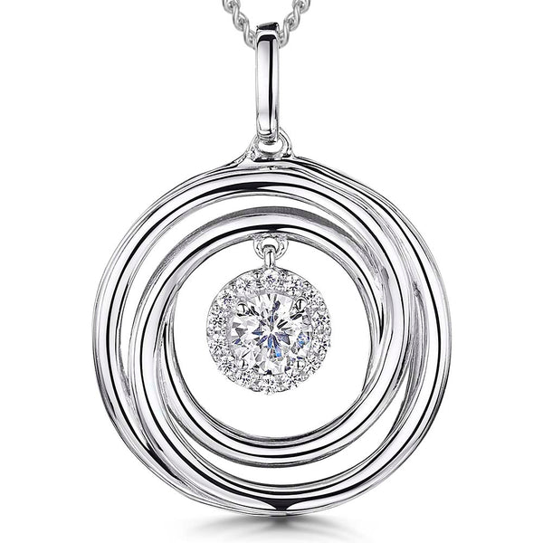 Circle Pendant With Halo CZ Centre