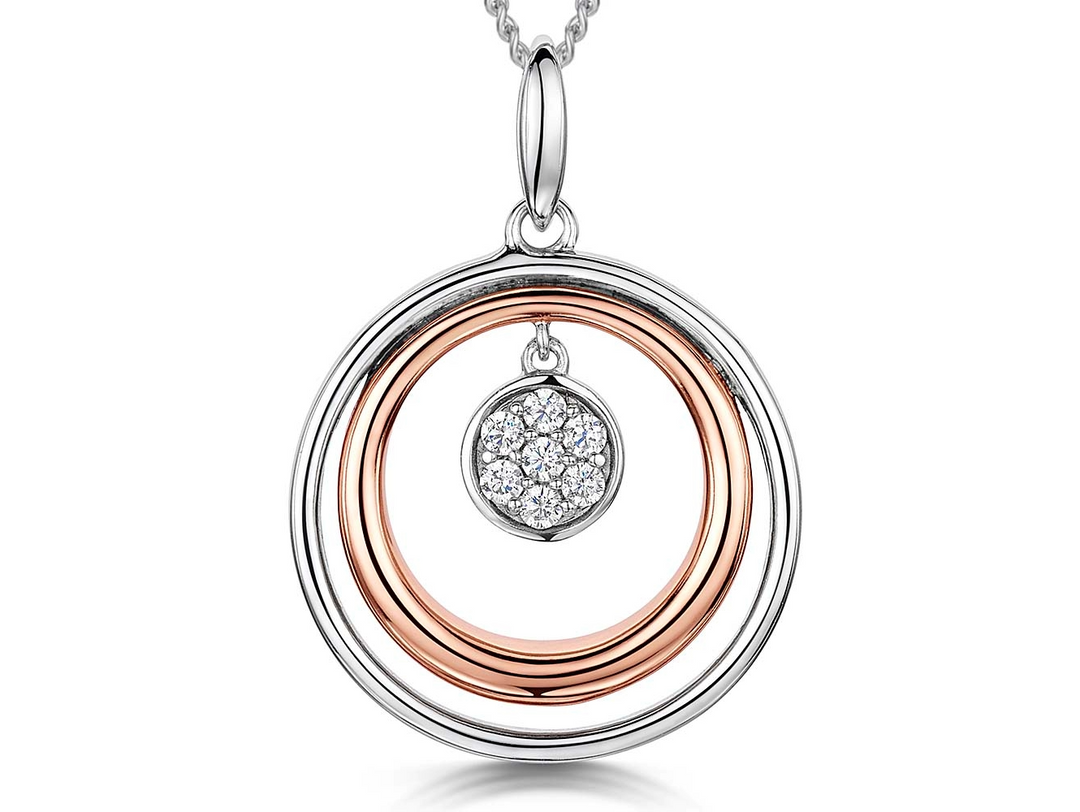 Rose Gold  Double Circle Pendant - JOOLS By Jenny Brown