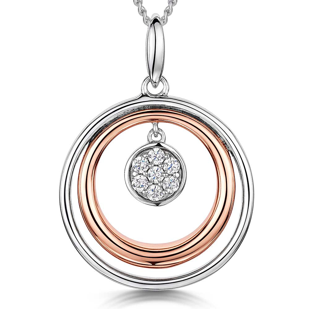 Rose Gold  Double Circle Pendant - JOOLS By Jenny Brown