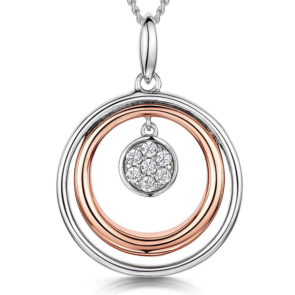 Rose Gold  Double Circle Pendant - JOOLS By Jenny Brown