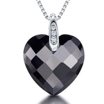 Load image into Gallery viewer, Sterling Silver Black Faceted Heart  Zirconia Necklace-JOOLS by Jenny Brown
