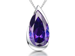 Load image into Gallery viewer, Sterling Silver  Amethyst Pear Shape Cubic Zirconia Pendant - JOOLS By Jenny Brown
