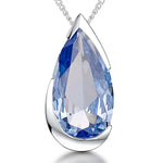 Load image into Gallery viewer, Sterling Silver Blue TopazPear Shape Cubic Zirconia Pendant
