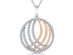 Load image into Gallery viewer, Sterling Silver &amp; Rose Gold Stranded Pendant With Cubic Zirconias
