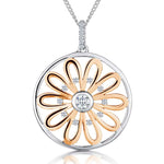 Load image into Gallery viewer, Sterling Silver Rose Gold Sunflower Circle Pendant - JOOLS By Jenny Brown
