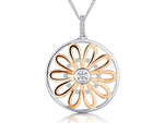 Load image into Gallery viewer, Sterling Silver Rose Gold Sunflower Circle Pendant - JOOLS By Jenny Brown
