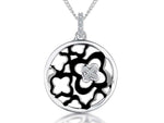 Load image into Gallery viewer, Sterling Silver Circle Black Flower Pendant
