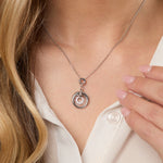 Load image into Gallery viewer, Rhodium Plated Sterling Silver Pendant with a multi-circle design and cubic zirconia stones, accompanied by a chain-JOOLS by Jenny Brown
