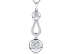 Load image into Gallery viewer, Sterling Silver Double Rubover Cubic Zirconia Drop Pendant
