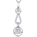 Load image into Gallery viewer, Sterling Silver Double Rubover Cubic Zirconia Drop Pendant
