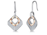 Load image into Gallery viewer, Sterling Silver  Cubic Zirconia Open Square Drop Earrings
