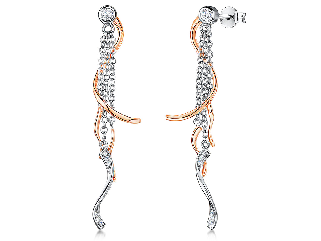 Rose Gold Swirl Drop Earrings