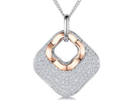 Load image into Gallery viewer, Sterling Silver Rose Gold Cubic Zirconia Open Square Pendant
