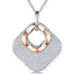 Load image into Gallery viewer, Sterling Silver Rose Gold Cubic Zirconia Open Square Pendant
