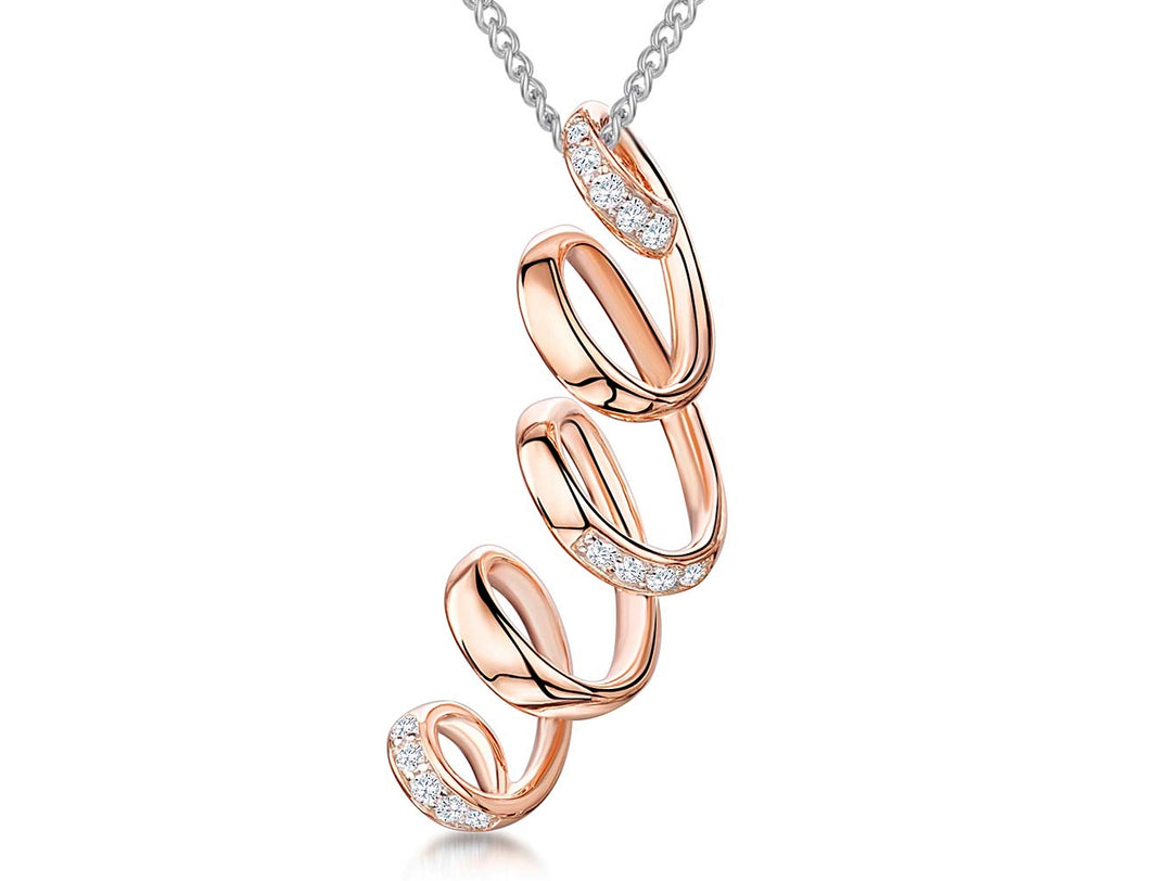 Rose Gold Twisted Curl Drop Pendant