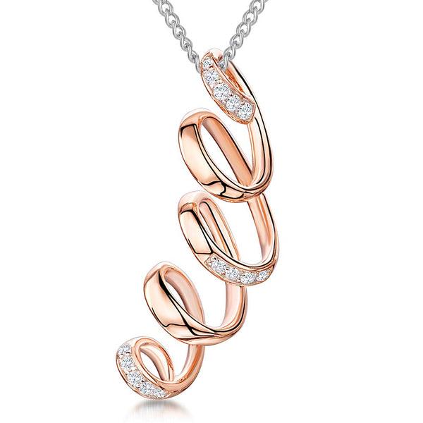 Rose Gold Twisted Curl Drop Pendant