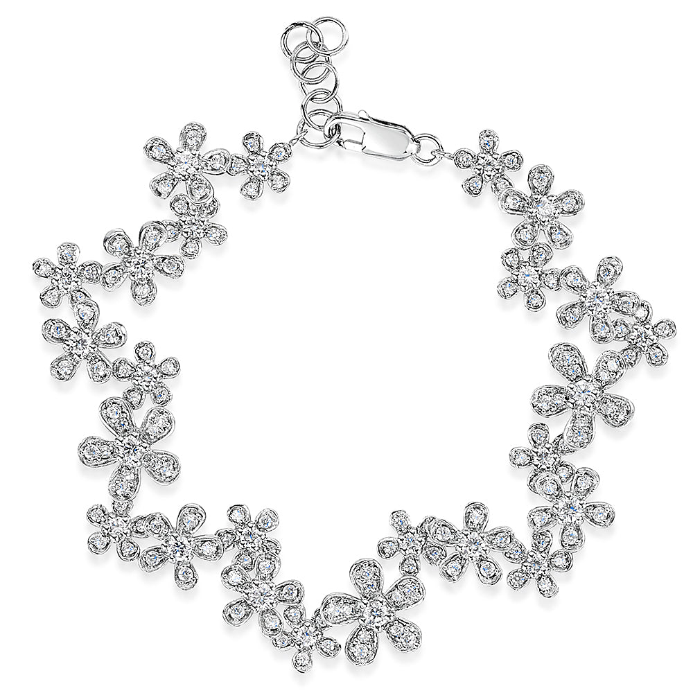 Sterling Silver Cubic Zirconia Daisy Chain Bracelet-JoOLS by Jenny Brown