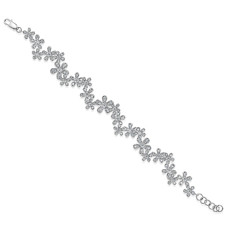 Sterling Silver Cubic Zirconia Daisy Chain Bracelet-JoOLS by Jenny Brown