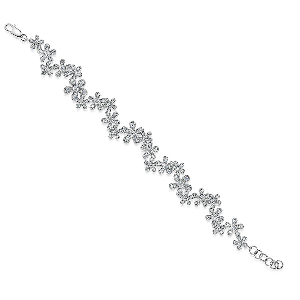 Sterling Silver Cubic Zirconia Daisy Chain Bracelet-JoOLS by Jenny Brown