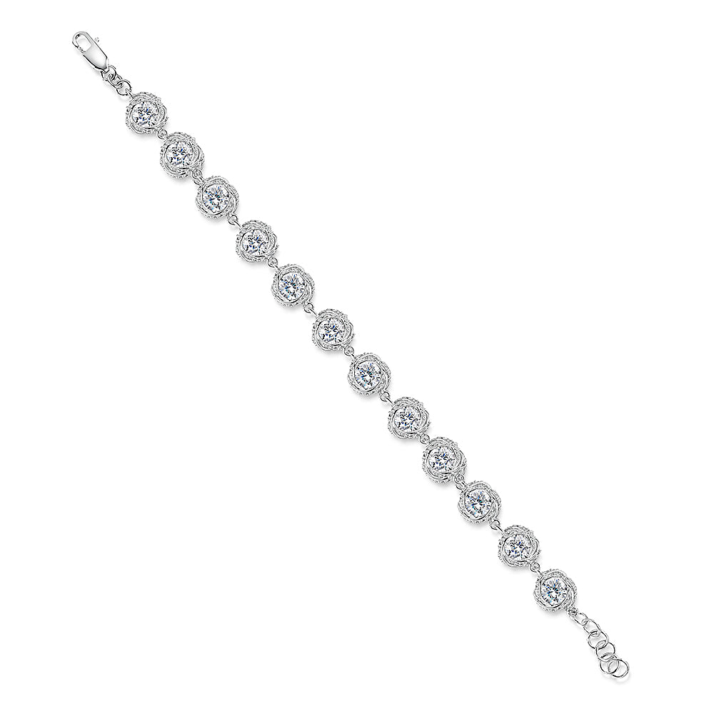 Sterling Silver Pave Cubic Zirconia Twisted Rubover Bracelet-JOOLS by Jenny Brown